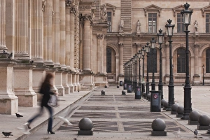 Art Gallery Prints: A woman walks through the Louvre Museum in Paris, France, Europe