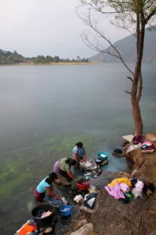 Images Dated 30th March 2009: Women washing clothes, San Lucas Toliman, Lake Atitlan, Guatemala, Central America