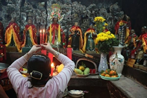 View From Behind Prints: Womens room dedicated to Kim Hoa mothers goddess, Emperor Jade Pagoda