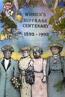 North Island Prints: Womens Suffrage tile mural outside the Auckland Art Gallery, Auckland