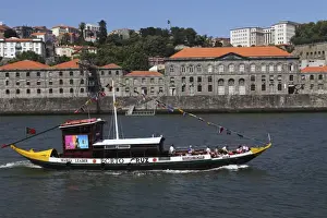 River Douro Prints: A wooden barcos rabelos boat, once used of delivering wine casks