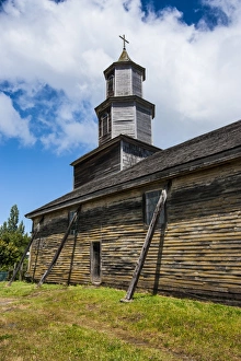 Chiloe Prints: The wooden church of Nercon, UNESCO World Heritage Site, Chiloe, Chile, South America
