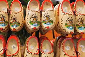 Shop Collection: Wooden Dutch clogs for sale in a market, Amsterdam, Netherlands, Europe