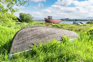 Typically Irish Prints: Wooden fishing boats in Roundstone, County Galway, Connacht province, Republic of Ireland