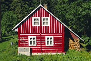 Simple Prints: Wooden house in Harrachov, East Bohemia, Czech Republic, Europe