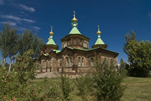 Karakol Prints: Wooden Orthodox church, Karakol, Kyrgyzstan, Central Asia