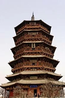 Wooden pagoda, the oldest and tallest wooden structure in China, built during the Liao Dynasty in the 11th century