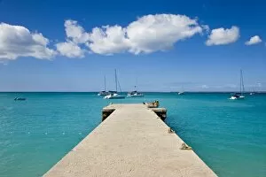 Images Dated 30th January 2008: Wooden pier on the beach at Grand-Case on the French side, St. Martin, Leeward Islands