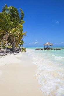 Jardines Del Rey Prints: Wooden red jetty, Playa El Paso, Cayo Guillermo, Jardines del Rey, Ciego de Avila Province