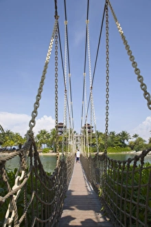 Sentosa Island Prints: Wooden rope suspension bridge from Palawan beach to