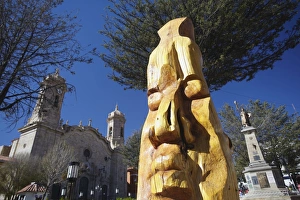 Potosi Prints: Wooden sculpture in Plaza 10 de Noviembre