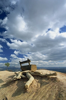 Benches Prints: Wooden seat on the rim of the Amphitheatre