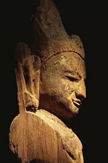 Wooden statue of Lokanatha dating from the 12th or 13th century, Bagan Museum