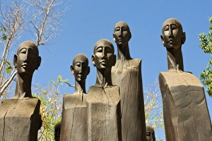 Wooden statues at the entrance of the Ankarafantsika National Park, Madagascar, Africa Wooden statues at the entrance of the Ankarafantsika National Park, Madagascar, Africa