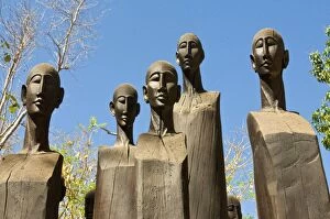 Images Dated 1st September 2008: Wooden statues at the entrance of the Ankarafantsika National Park, Madagascar, Africa