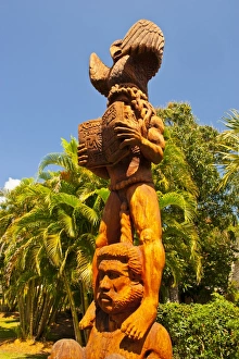Images Dated 6th September 2008: Wooden statues in the sculpture garden of La Foa, West coast of Grand Terre, New Caledonia