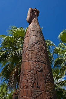 Images Dated 6th September 2008: Wooden statues in the sculpture garden of La Foa, West coast of Grand Terre, New Caledonia