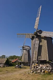 Wooden windmill in Ninase Puhkekula, Saaremaa Island, Estonia, Baltic States, Europe