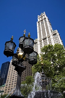 Woolworth Building Prints: Woolworth Building and Croton Fountain