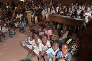 Child Prints: Wore African school classroom, Hevie, Benin, West Africa, Africa