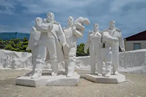 Sculptures Prints: Workers monument in Oil Rocks highlights the oil industry legacy in Azerbaijan's largest oil city