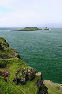 Images Dated 15th August 2009: Worms head peninsula, Rhossili Bay, The Gower, Wales, United Kingdom, Europe