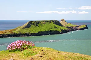 Gower Prints: Worms Head, Rhossili Bay, Gower Peninsula, Wales, United Kingdom, Europe