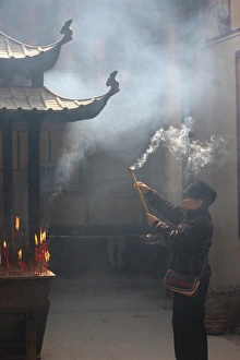 Fragrant Prints: Worshipper, Kun Iam Temple, Macau, China, Asia