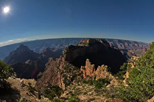 Moonlight Prints: Wotans Throne in moonlight, Grand Canyon North Rim