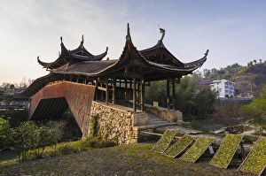 Typically Chinese Prints: Xidong Bridge in Sixi, Taishun, Zhejiang province, China, Asia