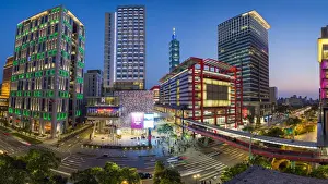 Taipei Prints: Xinyi downtown district, the prime shopping and financial district, Taipei, Taiwan, Asia