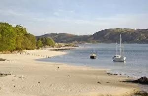 Images Dated 9th May 2008: Yacht at anchor off a sandy beach at Morar, Highlands, Scotland, United Kingdom, Europe