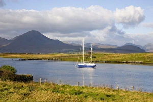 Images Dated 6th October 2009: Yacht moored in inlet at Lower Breakish, near Broadford, Isle of Skye, Highland