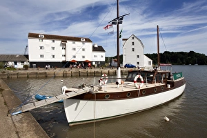 Wood Bridge Prints: Yacht moored by the Tide Mill at Woodbridge Riverside