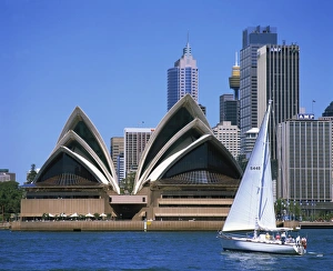 Sydney Prints: Yacht in Sydney Harbour before the Opera House, UNESCO World Heritage Site