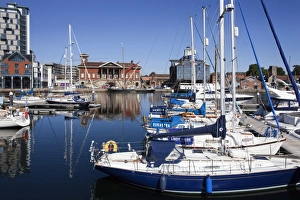 Marinas Prints: Yachts at Ipswich Haven Marina and the Old Custom House