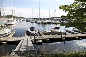 Yachts in marina, Leangbukta, Oslofjord, Norway, Scandinavia, Europe