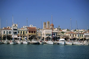 Aegina Prints: Yachts moored in harbour