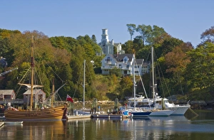 Sailing Vessel Prints: Yachts moored in Rockport harbour, Maine, United States of America, North America