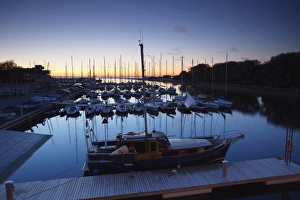 Tallinn Prints: Yachts in Pirita Harbour at dusk, Pirita, Tallinn, Estonia, Baltic States, Europe