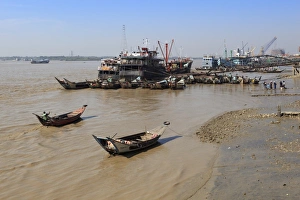 Rangoon Prints: Yangon river front and ferries