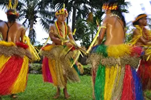 Togetherness Prints: Yapese dancers performing the traditional bamboo stick dance, Yap, Micronesia, Pacific