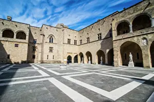Courtyard Prints: Yard in the Palace of the Grand Master, the Medieval Old Town of the City of Rhodes