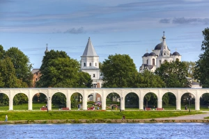 Russian Culture Prints: Yaroslavs Court, UNESCO World Heritage Site, Veliky Novgorod, Novgorod Oblast, Russia