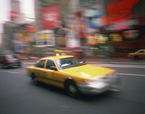 Cabs Prints: Yellow cab on the street in Times Square in New York, United States of America