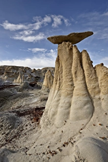 Hoodoos Prints: Yellow hoodoos under clouds, San Juan Basin