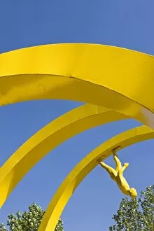 Images Dated 13th March 2008: Yellow spiral sculpture in the central business district, Santiago, Chile, South America