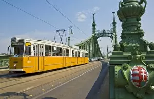 Images Dated 16th July 2010: Yellow tram on The Liberty Bridge (Szabadsag hid), over the Rver Danube