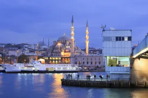 Galata Bridge Prints: Yeni Mosque and Galata Bridge, Istanbul, Turkey, Europe