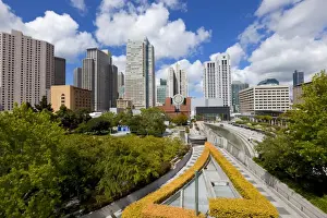 Museum Of Modern Art Prints: Yerba Buena Gardens, in the shadow of the Financial District towers and the Museum of Modern Art